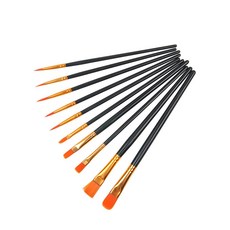 생활의지혜 미술 수채화 붓 혼합 10종 세트, 1세트, 블랙
