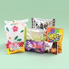 한봄 플라워 간식구디백 답례품 간식 과자 꾸러미, 1개, 간식 7종