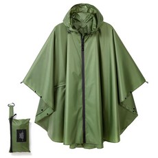 AIMLYXEE 여성용 방수 레인 판초 주머니가 있는 경량 단색 우비 하이킹용 휴대용 후드 케이프 B-아미 그린 단일 사이즈102975, AIMLYXEE 여성용 방수 레인 판초, 주머니가 있는