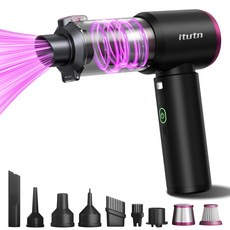 Itutn 미니 자동차 진공 휴대용 무선 LED 조명 15000PA 강력한 흡입 80W 고출력 원클릭 비우기 듀얼 헤파 필터 자동차 진공 청소기 및 에어 더스터 가정, Itutn 미니 자동차 진공 휴대용 무선 LED 조명,