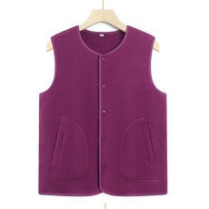 가을 겨울 여성 중년 엄마용 두꺼운 플리스 자켓, 4XL 65.0-70.0kg, 마젠타 플리스안감없는조끼