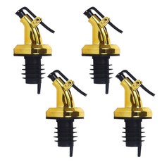 누수 방지 오일 병 마개 주류 디스펜서 플라스틱 재료 와인 파우치 잠금 플러그 캡 와인 병 파우치 4종 세트, 골드