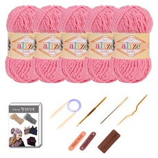 마마니트 벨루토실 5볼 목도리 DIY 세트, 1세트, 로즈핑크