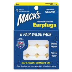 Macks 필로우소프트 수면 귀마개 흰색, 1개, 6쌍