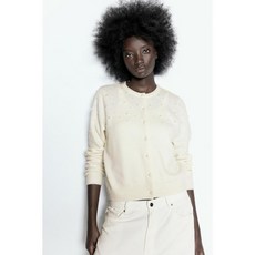 국내백화점 H&M 가디건 브랜드관 디자인 크림색 1259311002 커플 사무실 (BK파우치 증정)