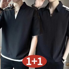 오스틱니 남성 [1+1] 초특가 V넥 여름 반팔 폴로 티셔츠