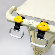 유모차 액세서리 걸이형 가방 보관 파우치 홀더 경량 휴대용 정리함, 노란색 오리 알루미늄 합금 후크 한 쌍