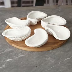 굴껍질 모양 접시 전복 굴모양 플레이팅 접시 요리, 1개, 1_접시 6개