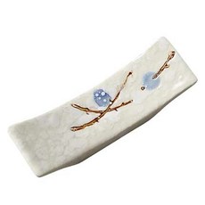 엠토이 유약 채색 세라믹 수저받침, 블루 플럼 블라썸, 1개