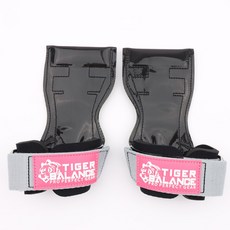 타이거밸런스 헬스 스트랩 리프팅 그립, 라이트그레이 스트랩 + 로고 핑크, 1세트