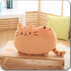 당신의행복 푹신푹신한 고양이 모찌 유아 성인 고양이인형 등 허리쿠션, 브라운