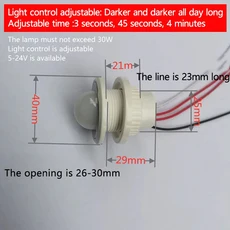 DC3.7V 5V 12V 24V 36V PIR 모션 센서 라이트 스위치 시간 지연/모드 조정 적외선 인체 모션 감지기 자동, 04 5-24V 25mm