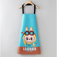 可愛卡通粉色防水圍裙 時尚廚房烹飪必備 防油污可愛風圍裙 成人圍裙, 成人防水labubu-04款, 1個