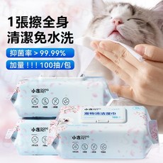 SUPYY 寵物濕紙巾 100抽 寵物清潔濕巾 溫和無添加, 1個, 茶樹清香型【6片】,加大加厚   溫和清潔, 6片, 茶樹清香型