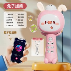 DIU 兒童小話筒音響一體麥克風寶寶早教機無線藍牙唱歌玩具故事智能, 1個, 粉色藍牙版K嘜話筒 (帶變音)+三色氣氛燈:如圖