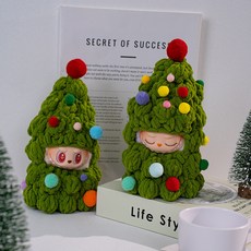 臺灣出貨 拉布布娃衣成品毛綫鈎針玩偶衣服聖誕樹款手工編製labubu衣服, 聖誕樹套裝,15-17cm不帶娃, 1個