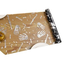 스켈레톤 디자인 메시 테이블 커버 홀리데이 축하 장식 할로윈 홈 액센트, Black