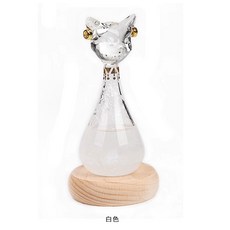 貓咪造型玻璃氣象瓶，天氣預報裝飾擺件，創意居家裝飾品，精緻禮品推薦, 白色