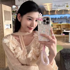 복우롱 0A034아이폰 갤럭시 토끼 인형 플라워 케이스