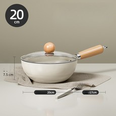 해피유통 도자기 프라이팬 녹슬지 않는 경량 프라이팬 jhljq, 경량불부착팬, 20cm+가 두께강화 커버, 1개