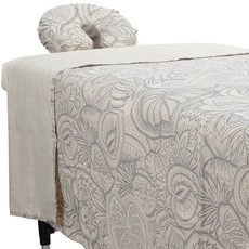 ForPro 프리미엄 디자이너 극세사 3피스 마사지 시트 세트 골든 스월 블랙 매트리스 커버 포함 207153, 내추럴 아일랜드 고요함