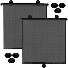 Blossound 2팩 자동차 사이드 윈도우 선섀도 블록용 열 롤러 선쉐이드 바이저 자외선 눈부심 방지 액세서리블랙 16 x 18 인치, Black, 16 x 18 Inch