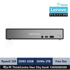 레노버 ThinkCentre neo 55q Gen6 13GNS00300 FreeDos, Free DOS, 2TB, 32GB, Raven black