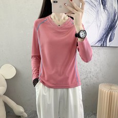 꽃소담 여성 아웃도어 등산티셔츠 슬림핏 브이넥 에어 쿠션 긴팔티셔츠 퀵드라이 긴팔티 MQ26A231