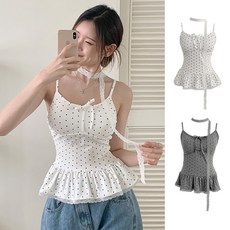 [수앤수][스카프set캡내장] 코레 도트 레이스 나시 원피스 (26C029)