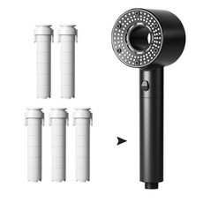 Shipshape 샤워기헤드 5단조절 욕실 다기능샤워기 폭풍수압 필터필터 내장*3 마이크로필터샤워기, 그레이, 1개