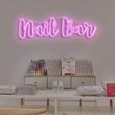 벽네온사인 네온사인등 LED 네일 살롱 실내 벽 장식 조명, M_네일아트25X95CM 로즈레드