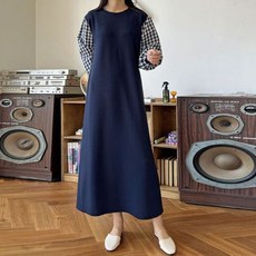 마미누리퍼프체크롱원피스 임산부원피스 빅사이즈 임부복 가을 롱원피스 177036