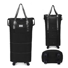 滾輪行李袋, 四層黑色雙肩包摺疊拆卸4靜音萬向輪+密碼鎖