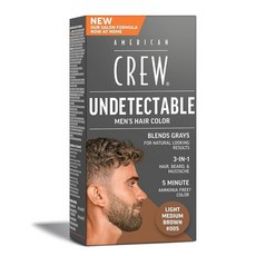 American Crew Undetectable 남성용 헤어 컬러 | 라이트 미디엄 브라운 데미 퍼머넌트 헤어 염료 | 자연스러운 그레이 커버리지 남성용 005 라이트 미디엄, 005 라이트 미디엄 브라운