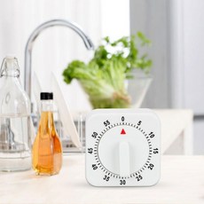 60 분 주방 타이머 요리 기계식 알람 카운트다운 도구 흰색 알림 사각형 HILIFE, 하얀색, 1개