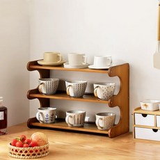 MRS 다용도 책상정리 수납선반 책꽂이 주방 정리 컵정리대, 원목색, 3단