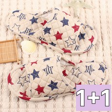 우아한클릭 1+1 3중 쿠션 면슬리퍼 삼중 3겹 퀼트 천 거실화 층간소음방지 실내화, 스타, 2개