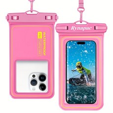 야린 Rynapac IPX8 랜야드 부착형 휴대폰 방수 파우치 범용 휴대폰 케이스 아이폰 15 Pro Max14 Pro131211 호환 삼성 S23S22 호환 샤오미 등, 1개, 분홍색