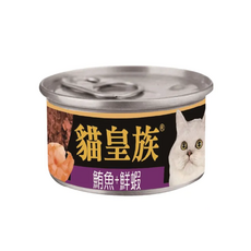 貓皇族 貓罐頭 金罐白身 滿足缶, 1個, 鮪魚+鮮蝦, 170g, 大缶