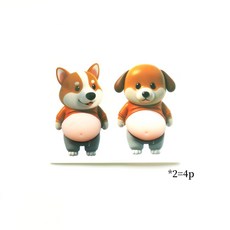 2in1충돌방지쿠션 스티커/말랑쫀득 스퀴시 말랑이장난감 에어 젤리볼 스트레스해소 슬라임 주물럭 스트레스 해소 장난감4p(부드러운 강아지의 뚱뚱한 배), 4개, 20g, 4pcs, 코기견+큰 귀 개
