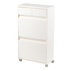 수납하마 폭좁은 틈새수납장 이동식 슬림장 다용도 수납장, 화이트, 1개