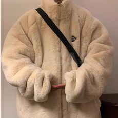 臺灣爆品-冬季雙面穿羊羔絨外套 美式潮牌寬鬆加絨加厚棉衣青少年休閒棉服