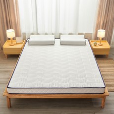 토퍼매트리스 천연라텍스매트리스 바닥매트리스 6cm 10cm 두께, 체크 화이트 6 cm