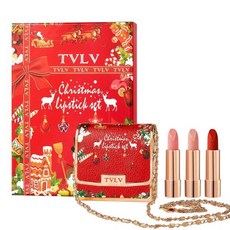 오렌지 체인백 패키지가 포함된 3가지 색상의 매트 립스틱 세트 벨벳 립 스틱 방수 논스틱 컵 롱래스팅 리트랙터블 레드 3.5gx3개, Red