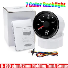 디지털 연료 레벨 수위 게이지 52mm 2in1 알람 유지 탱크 전압계 자동차 보트 Yach, 08 Silver