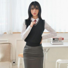 보풀방지 교복 블랙 GBM 교복조끼 화이트라인_WD8A9BF