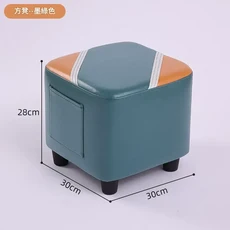 方凳 換鞋凳 科技布料 軟包沙發凳 實木框架 30x30x28cm, 科技布 - 墨綠色 方凳 實木框架, 1個