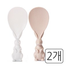 레몬글라스 쁘띠래빗 토끼모양 스탠딩 주걱 일반형 2P 세트, 화이트&핑크, 2개