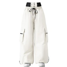 HOTIAN 여성용 배기 스노우보드 팬츠 단열 겨울 방수 루즈 스키 스노우 아웃도어 베이지. XXL 294978