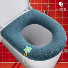 바디편한 극세사 빨아쓰는 보온 변기 커버 시트, 블루그린, 1개
